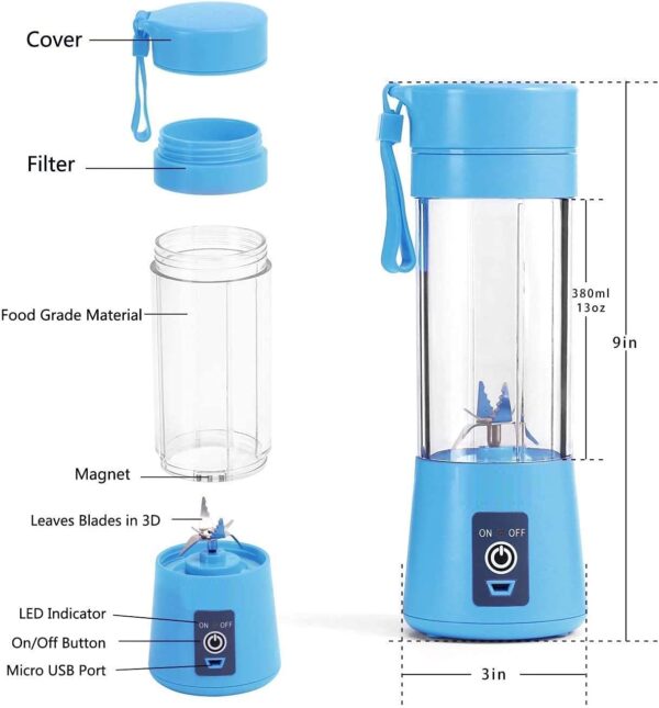 Portable 6-Blade Electric Juicer Blender