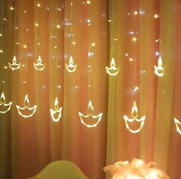 12 Diyas Window Curtain Lights