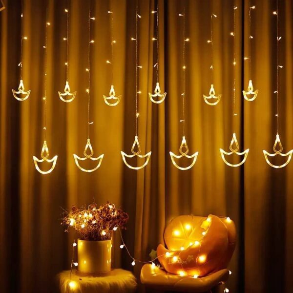 12 Diyas Window Curtain Lights