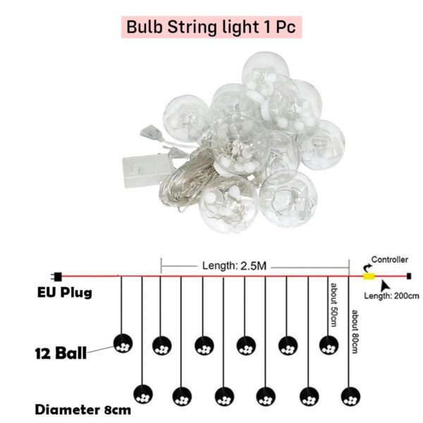 Party Propz Acrylic Multicolor Wish Ball Lights – 12 LED String Light (2.5m)